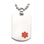 Medic Alert Steel Dog Tag Pendant with Chain Medic Alert Steel Dog Tag Pendant with Chain